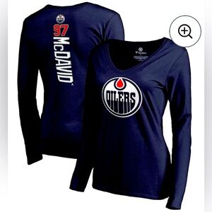 New Fanatics 100% cotton Oilers McDavid long sleeve shirt women’s size M - L